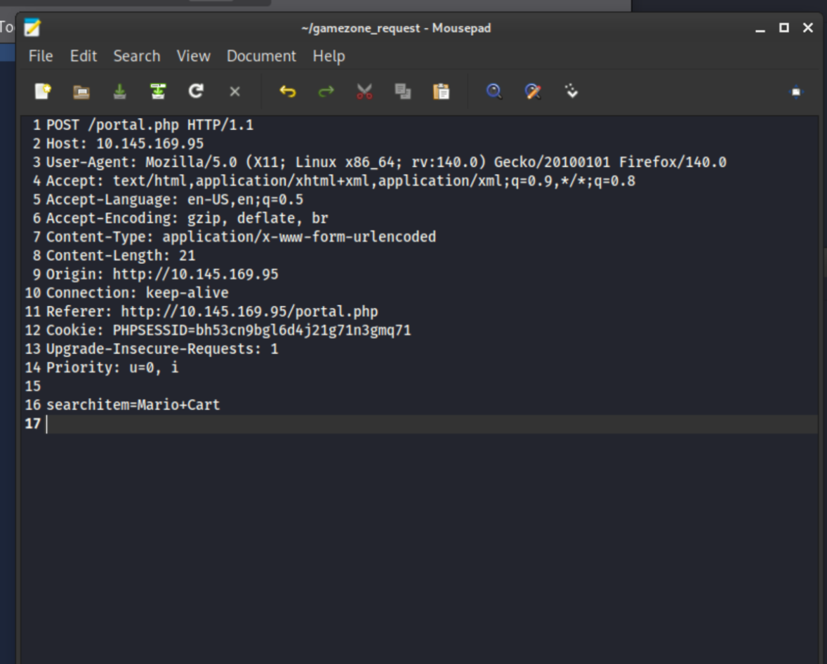 raw Burp request saved to gamezone_request.txt